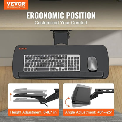 VEVOR Under-Desk Keyboard Tray, Adjustable - Image 2