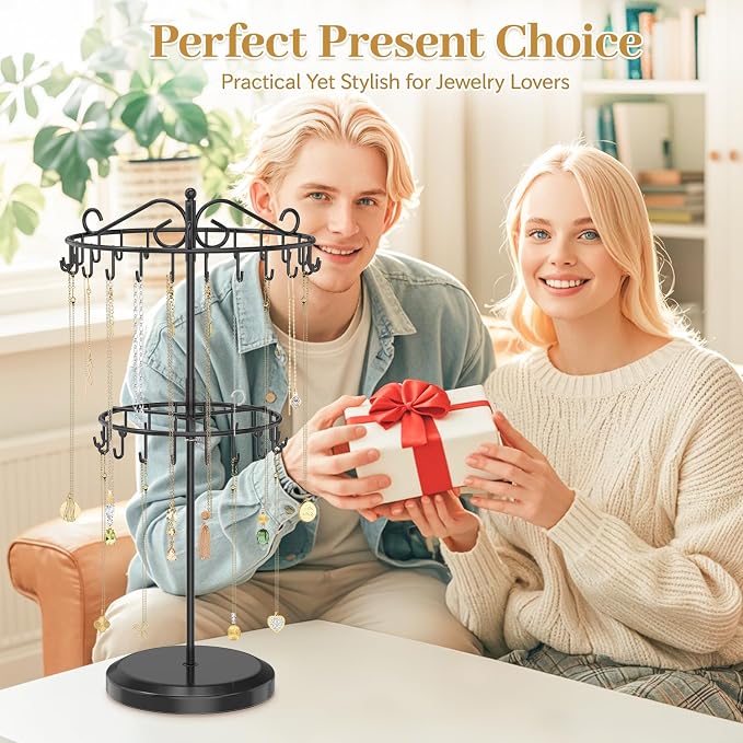 MODOWEY Rotating Necklace Holder Organizer Display Stand - Image 7