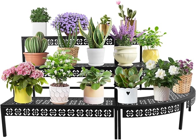 3 Tier Metal Plant Stand, Corner Flower Pot Holder Rack, Stair-Step Style by Unknown