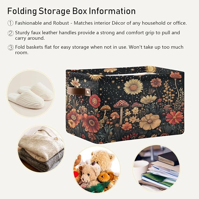 Celestial Garden with Blooming Flowers Stars Storage Bins Box Foldable Shelf - Image 5