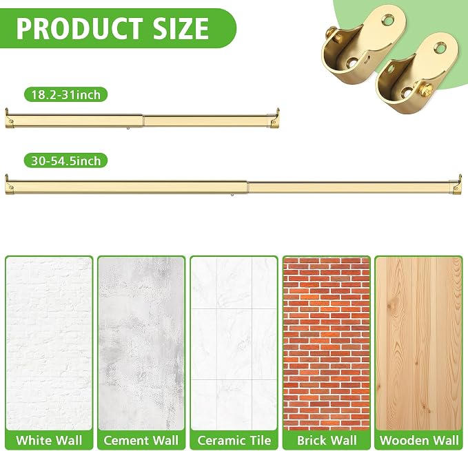 Oval Closet Rod for Hanging Clothes 30 to 54.5 Inch, Includes End Supports - Image 6