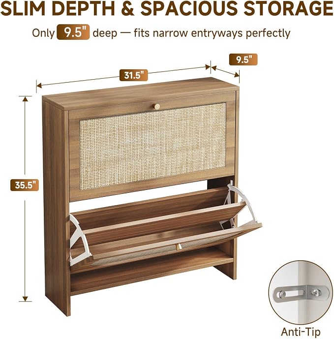 Nicetree Shoe Storage Cabinet for Entryway, Slim Shoe Rack - Image 2