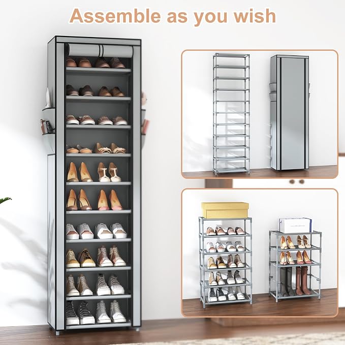 VTRIN Vertical Narrow Shoe Rack Organizer Tall Shoe Rack - Image 5