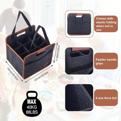 2 Pack 9 Bottle Wine Tote Bag, Insulated Thermal Padded Wine Carrier Tote - Image 2