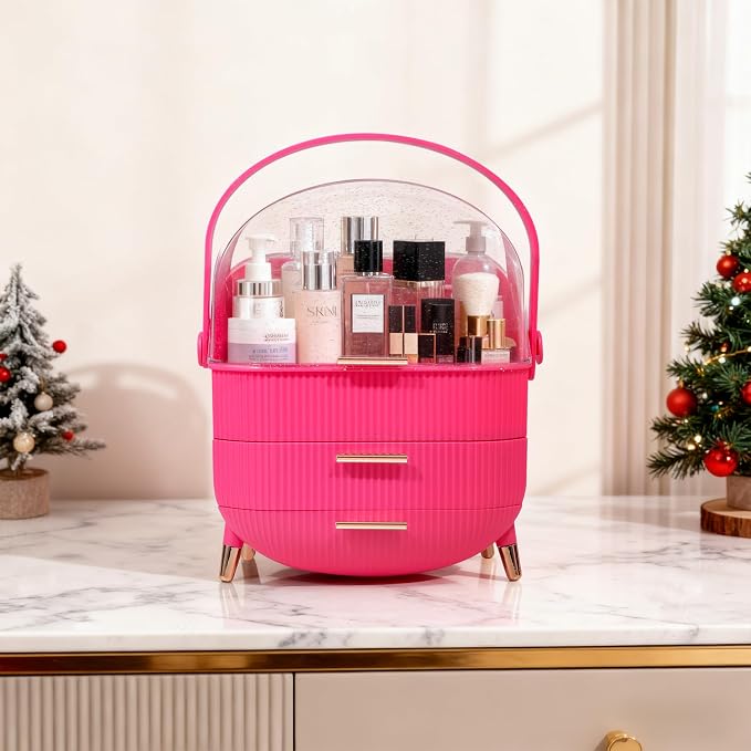 MASSY Egg Shape Makeup Storage Box, Countertop Portable Vanity Cosmetics - Image 6