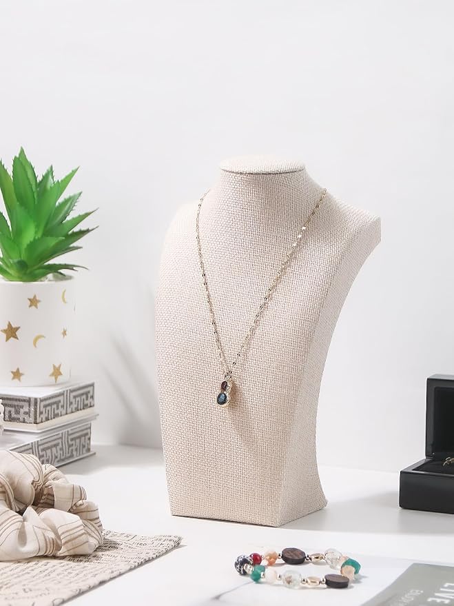 Necklace Bust Stand for Selling, Linen Necklace Display Holder, Jewelry - Image 3