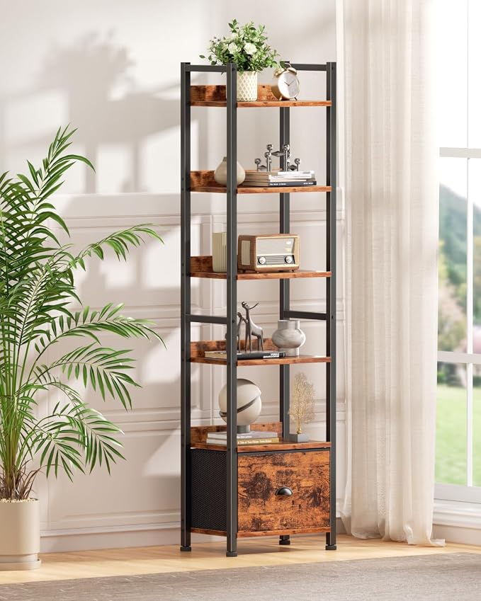 Furologee 6 Tier Bookshelf, Tall Shelf - Image 4