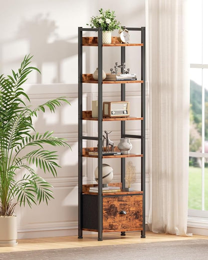 Furologee 6 Tier Bookshelf, Tall Shelf - Image 4