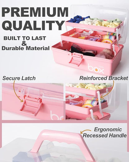 TERGOO 12in 3-Layer Plastic Craft Organizers and Storage, Portable Folding - Image 3