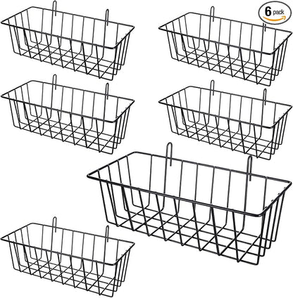 6 Pack Grid Panel Hanging Wire Basket, Hanging Wire Basket No Drilling by Unknown
