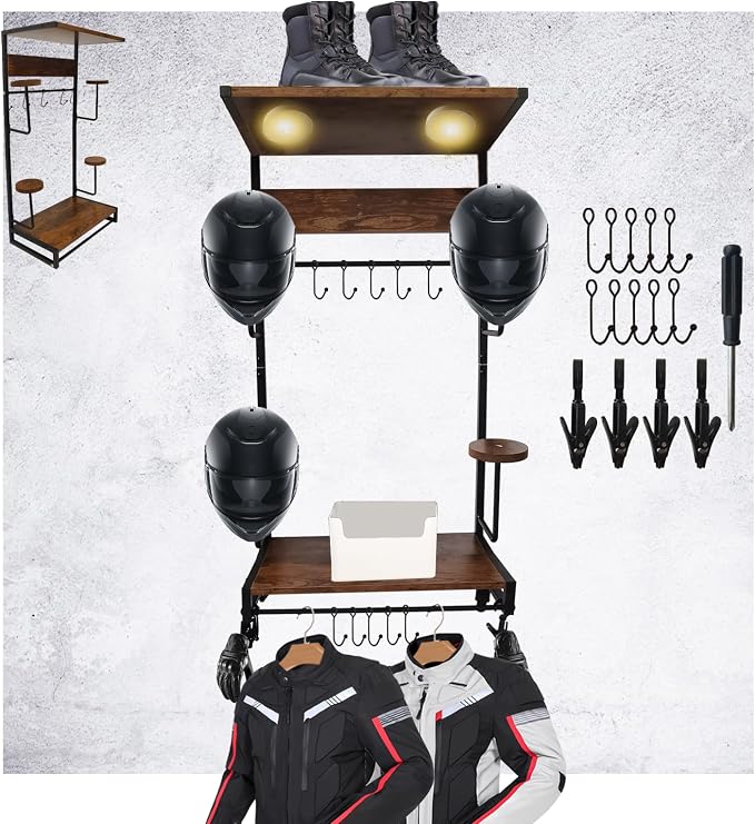 Motorcycle Helmet Holder Wall Mounted Motorcycle Gear Helmet Hook Rack Storage by WLDDFF