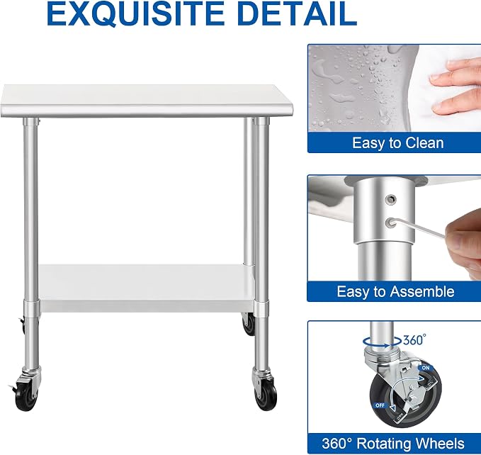 HARDURA Stainless Steel Commercial Table Prep & Work Table - Image 6