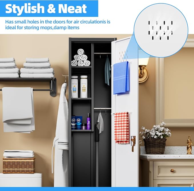 72''H Metal Broom Closet Storage Cabinet - Image 7