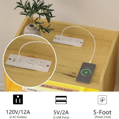 Floating Nightstand with Charging Station and LED Lights - Image 6