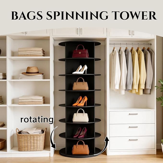 7-Tier Rotating Shoe Rack Tower, 360° Spinning Shoe Storage Organizer, Lazy - Image 4