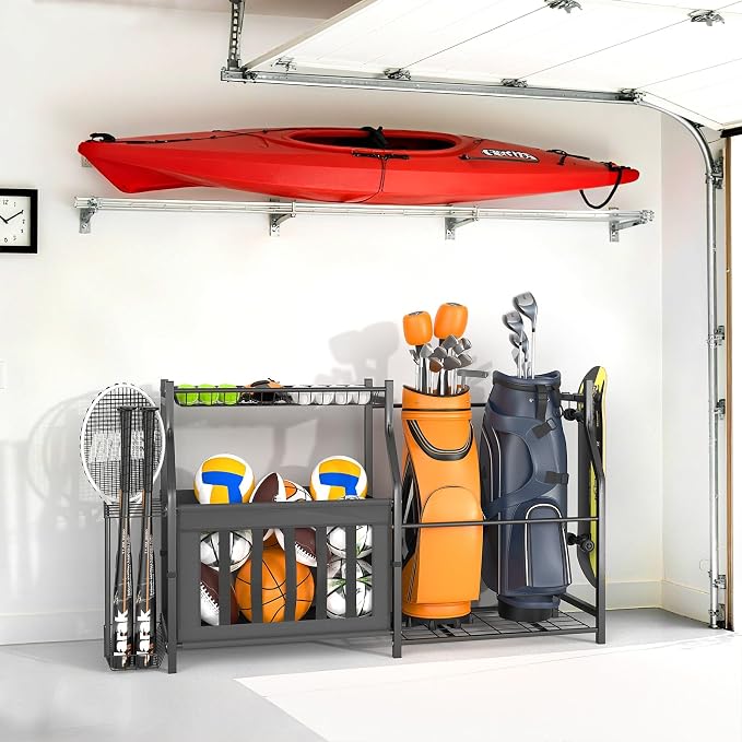 WALMANN Garage Sports Equipment Organizer, Ball Storage Stand, Indoor Golf Bags - Image 2