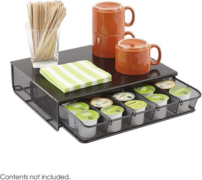 Safco Coffee and Sugar Organizer 3274BL Hospitality Tray, & Hotel, 1 Drawer - Image 3