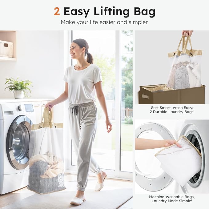 SOLEDI Large Double Laundry Hamper - Image 3