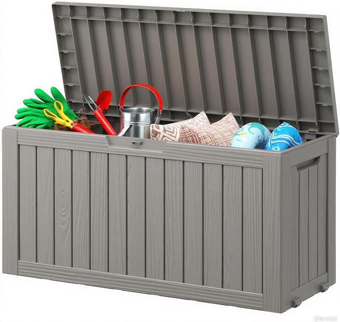 Outdoor Storage Box, Resin Deck Boxes Outdoor Waterproof by WTFGO