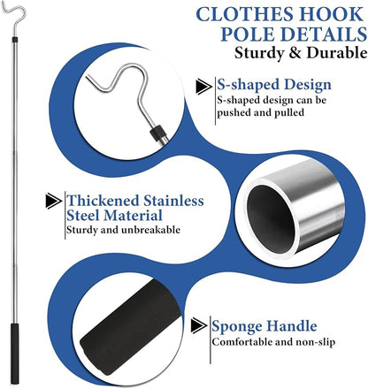 Clothes Hook Pole, Clothes Hanger Reaching Hook - Image 3