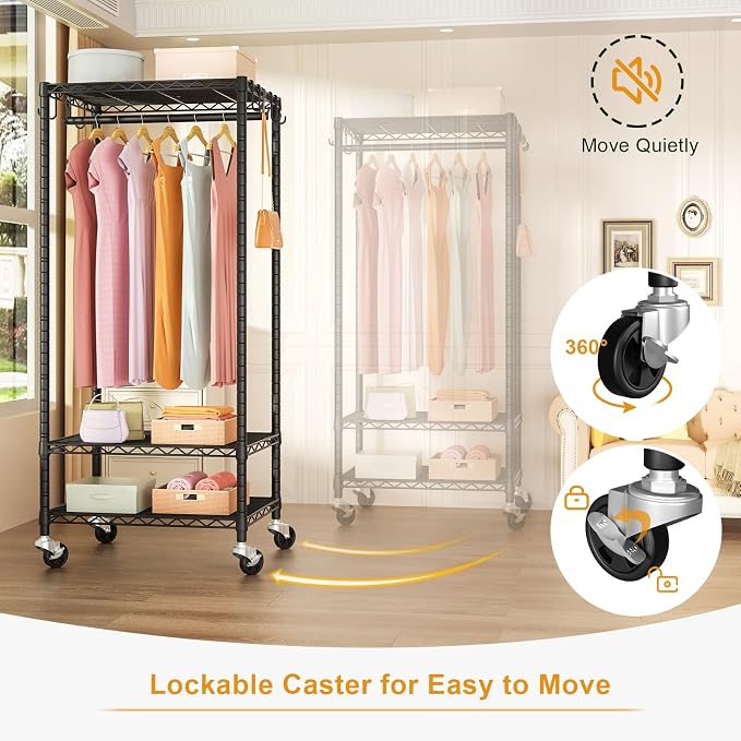 FUTASSI P6 Mini Rolling Clothes Rack Heavy Duty, Clothing Racks - Image 3
