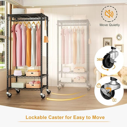 FUTASSI P6 Mini Rolling Clothes Rack Heavy Duty, Clothing Racks - Image 3