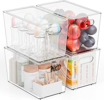 Yieach 4 Pack Stackable Clear Organizer Bins by Yieach