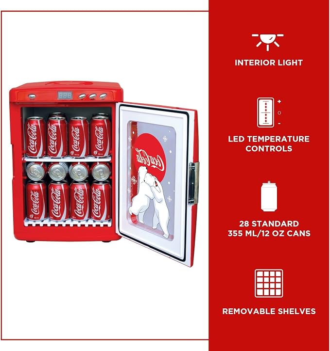 Coca-Cola 25L Retro Mini Fridge Polar Bear Design Portable Cooler/Warmer - Image 4