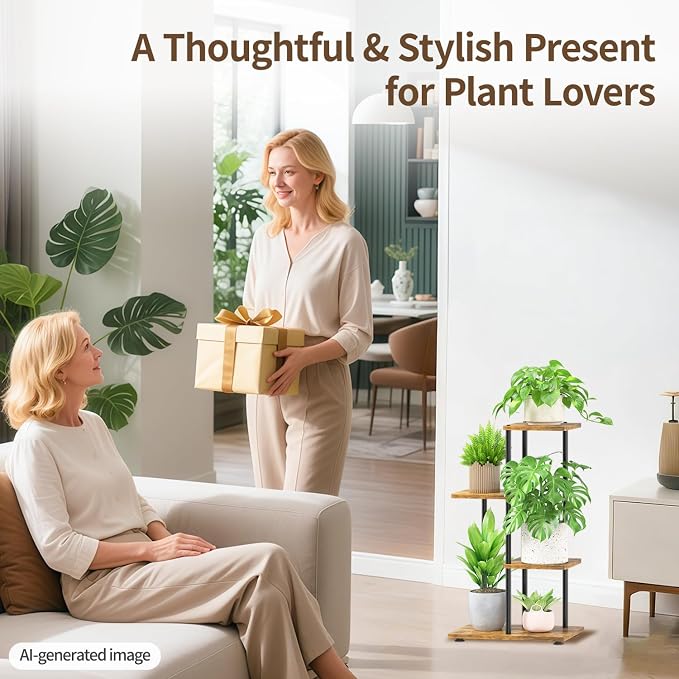 LASZOLA Black 3 Tiered Wood Plant Stand Indoor - Image 9