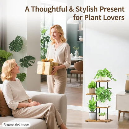 LASZOLA Black 3 Tiered Wood Plant Stand Indoor - Image 9