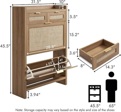 HOKYHOKY Rattan Shoe Storage Cabinet - Image 2