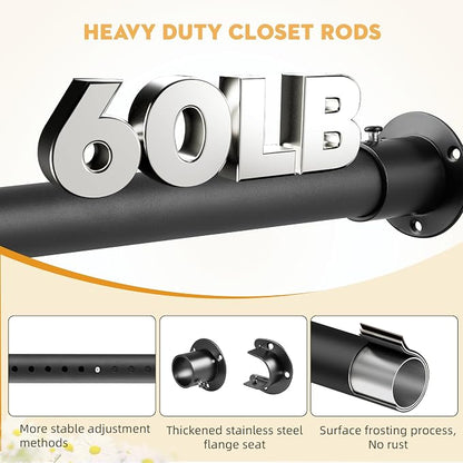 Closet Rods for Hanging Clothes, 1.3 Inch Diameter Heavy Duty Closet Rod 17-64 - Image 4