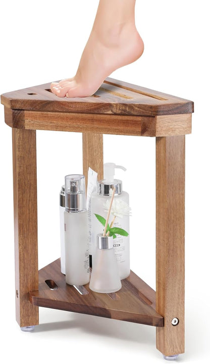 Boulphia Shower Foot Rest 14in, Acacia Wood Shower Stool by Boulphia
