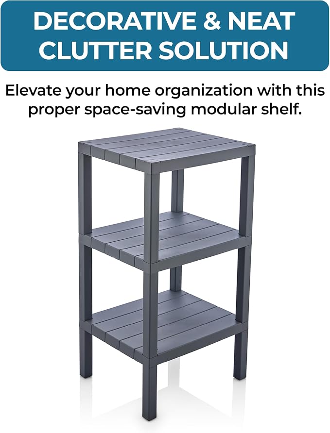 Honey-Can-Do 3-Tier Plastic Storage Shelf, Freestanding, closet or office - Image 4