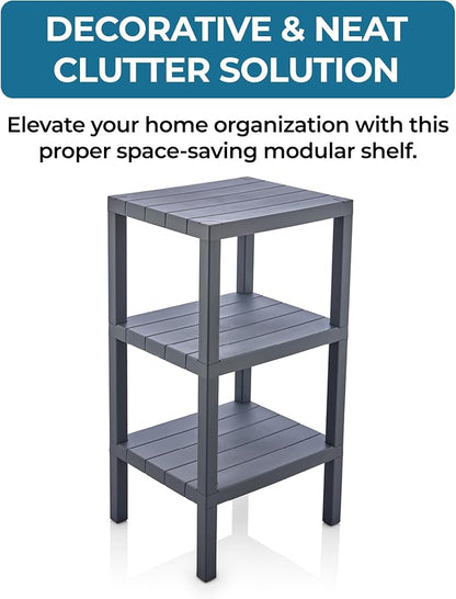 Honey-Can-Do 3-Tier Plastic Storage Shelf, Freestanding, closet or office - Image 4