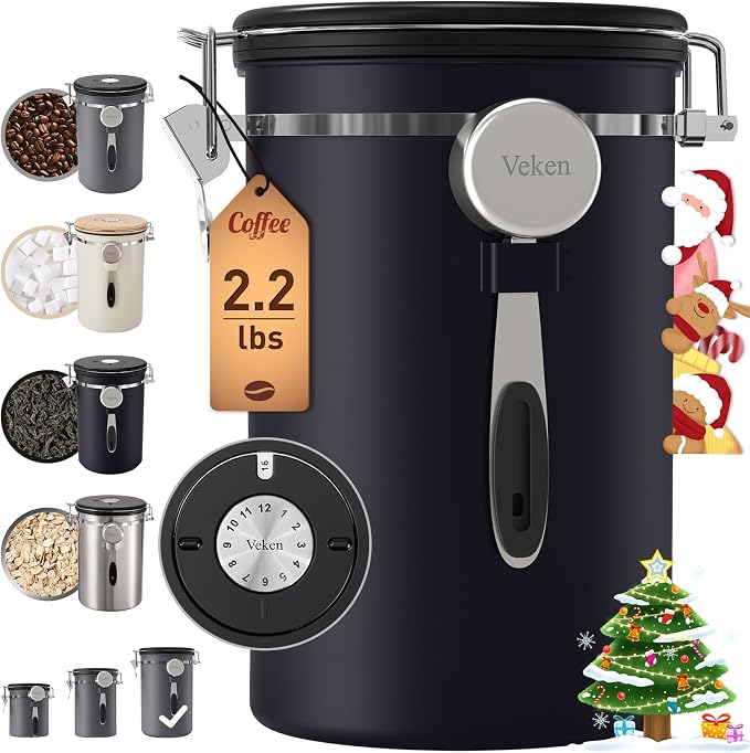 Veken Coffee Canister, 39OZ Large Christmas Coffee Lovers Gift Basket Set by Veken
