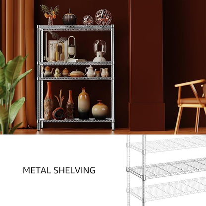 IZEUK 4-Tier Adjustable Heavy Duty Metal Wire Shelving Unit, Wide Storage Rack - Image 7
