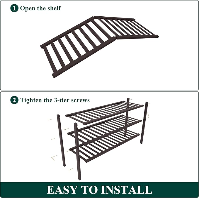 Smiry Bamboo Shoe Rack for Closet, 3 Tier Long Wooden Stackable Shoe Organizer - Image 4