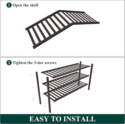 Smiry Bamboo Shoe Rack for Closet, 3 Tier Long Wooden Stackable Shoe Organizer - Image 4