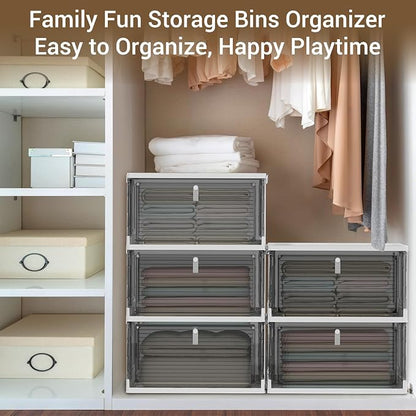 Storage Bins with Lids, 4 Tier Stackable Storage Bins with Drawers, 4 Pack - Image 2
