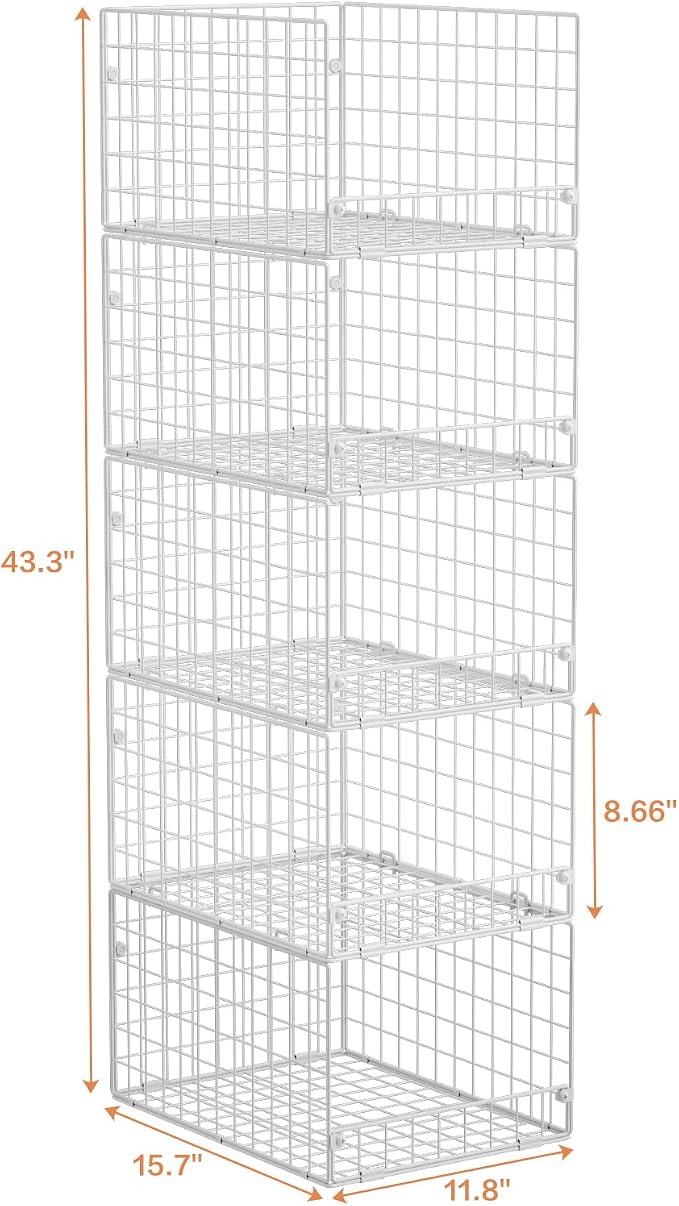 5-Tier Stackable Closet Storage Shelves, Closet Organizers and Storage Basket - Image 7