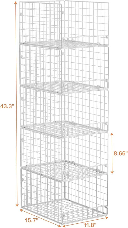 5-Tier Stackable Closet Storage Shelves, Closet Organizers and Storage Basket - Image 7
