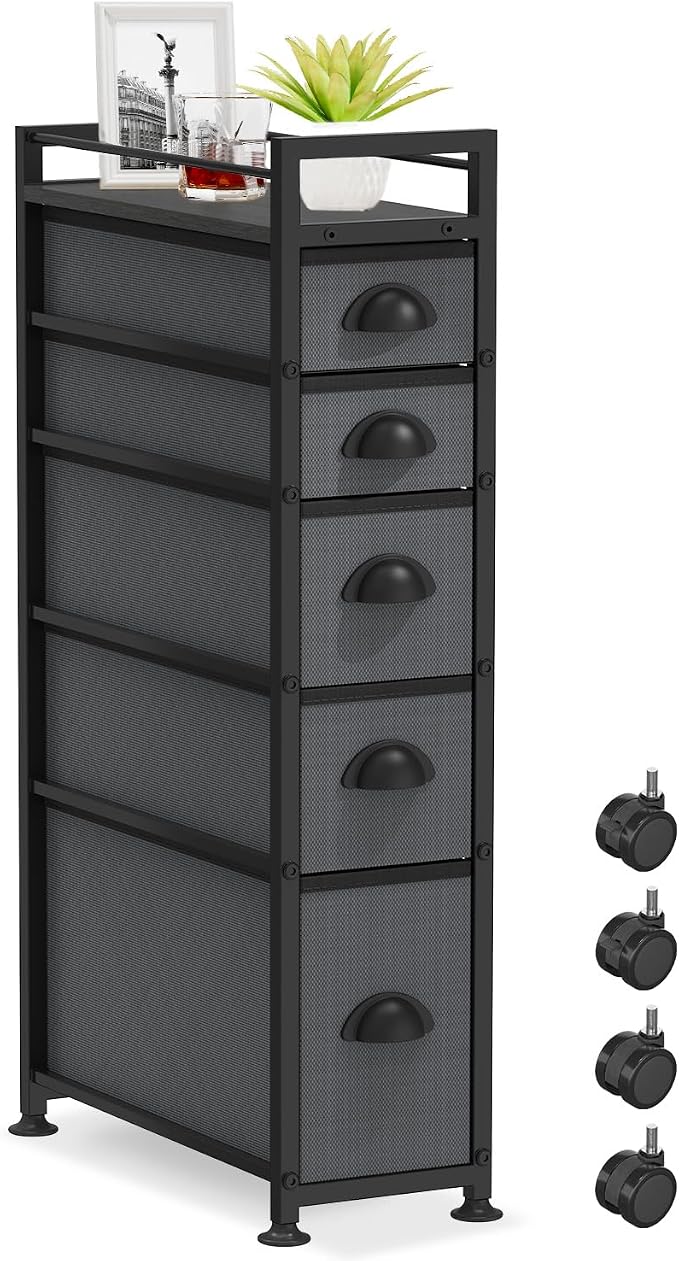 LASZOLA Narrow Cabinet Slim Storage Cart by LASZOLA