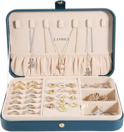LANDICI Small Jewelry Box for Women Girls, PU Leather Travel Jewelry Organizer - Image 2