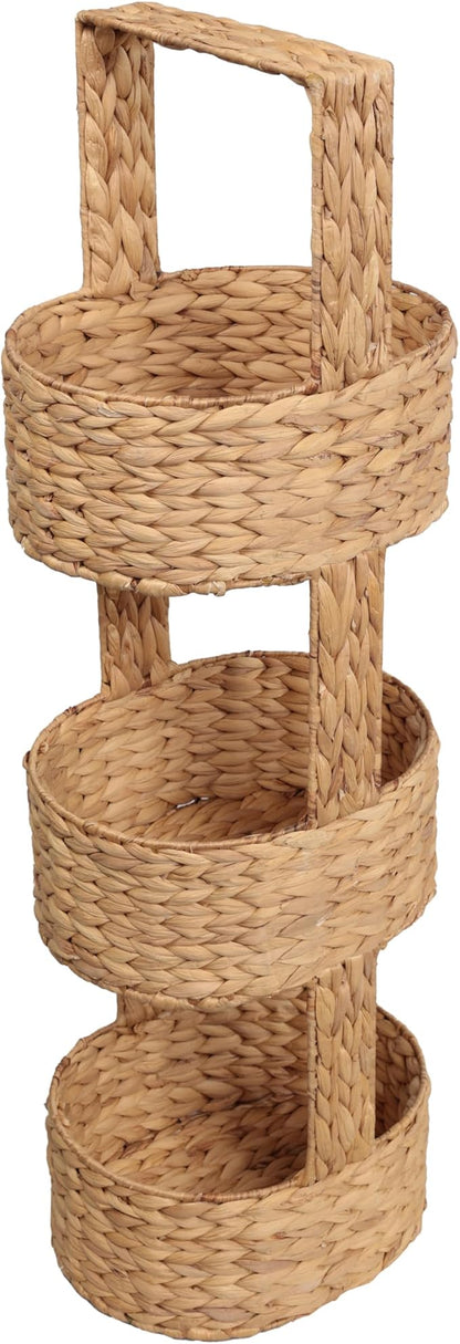 happimess Riverbend 3-Tier Water Hyacinth Storage Tower 35.5", Natural | by Happimess