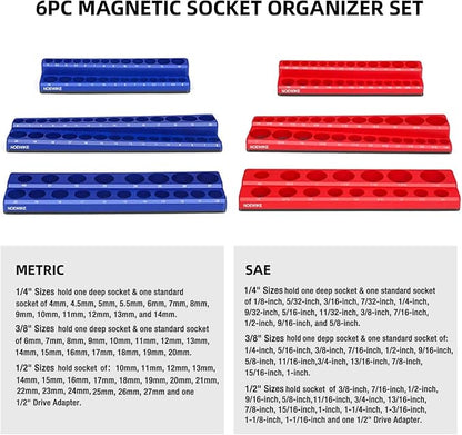 Magnetic Socket Organizer, 1/4 Inch Drive Sockets Holder, Holds 141 - Image 2