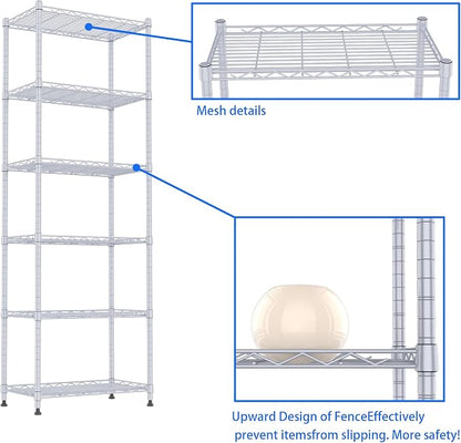 REGILLER 6 Wire Shelving Steel Storage Rack Adjustable Unit Shelves - Image 8