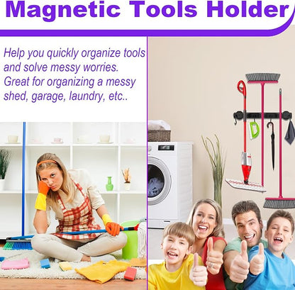 Magnetic Mop Broom Holder, Heavy Duty Magnetic Mop Hanger - Image 2