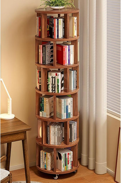 Rotating Bookshelf Tower 2/3/4/5/6 Tier Wood Rotating Bookshelf Wooden Book by Unknown