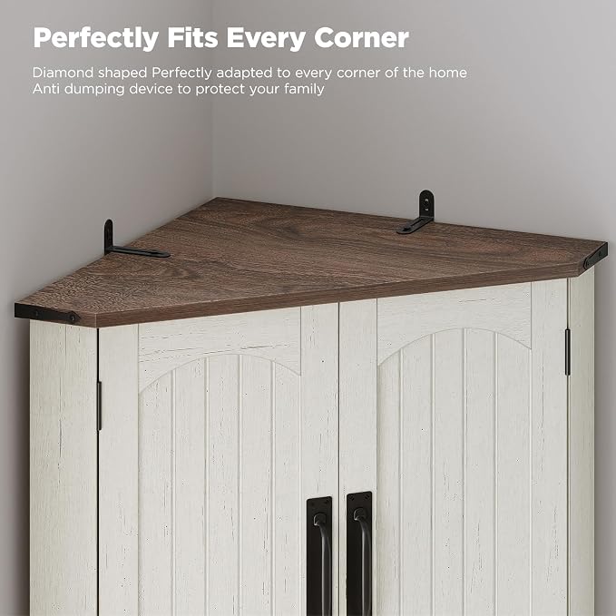 Maupvit Tall Corner Cabinet, Farmhouse Corner Storage Cabinet - Image 6